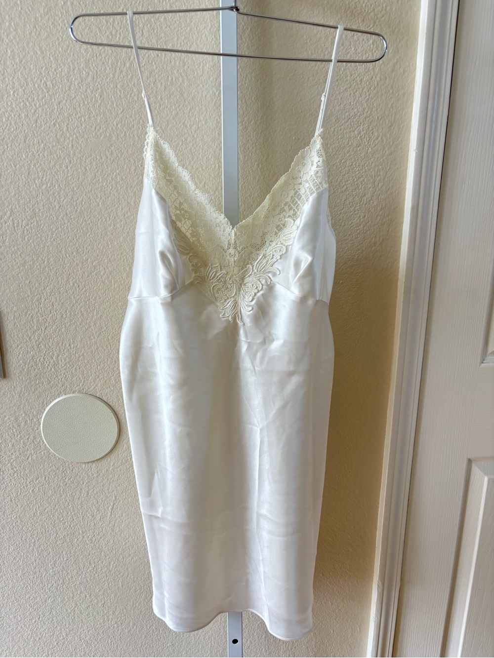 Vintage 90s Victoria’s Secret Lace Trim V Neck Satin Slip - Size M